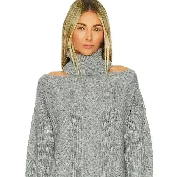 New PAIGE Wool-Blend Lorilee Rollneck Cutout Sweater Gray Size XL - Picture 1 of 8